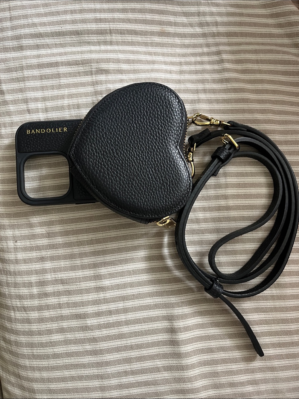 Bandolier Black Heart Crossbody Phone Case with Strap